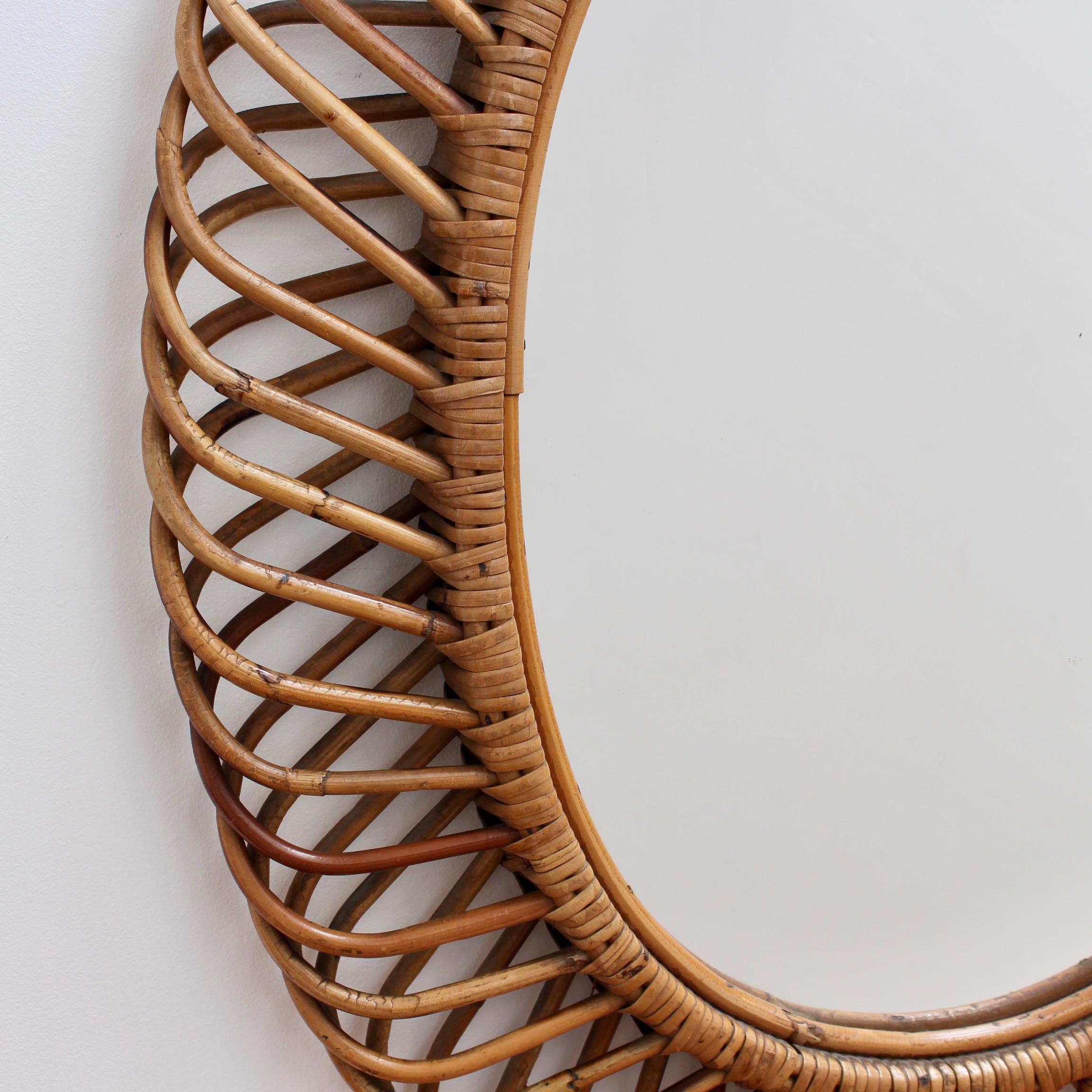 Mid-Century Italian Rattan Wall Mirror, circa 1960s 2