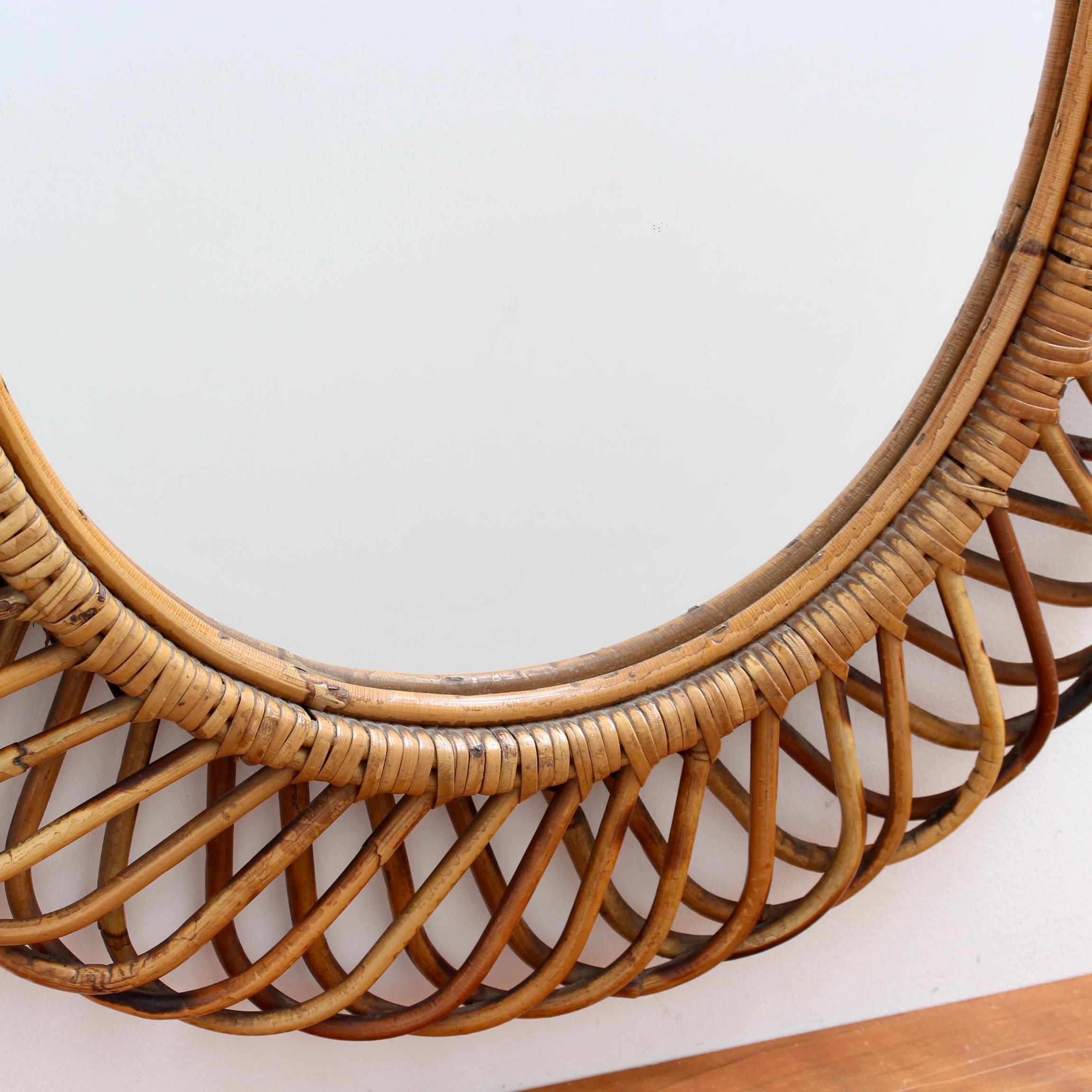 Mid-Century Italian Rattan Wall Mirror, circa 1960s 4