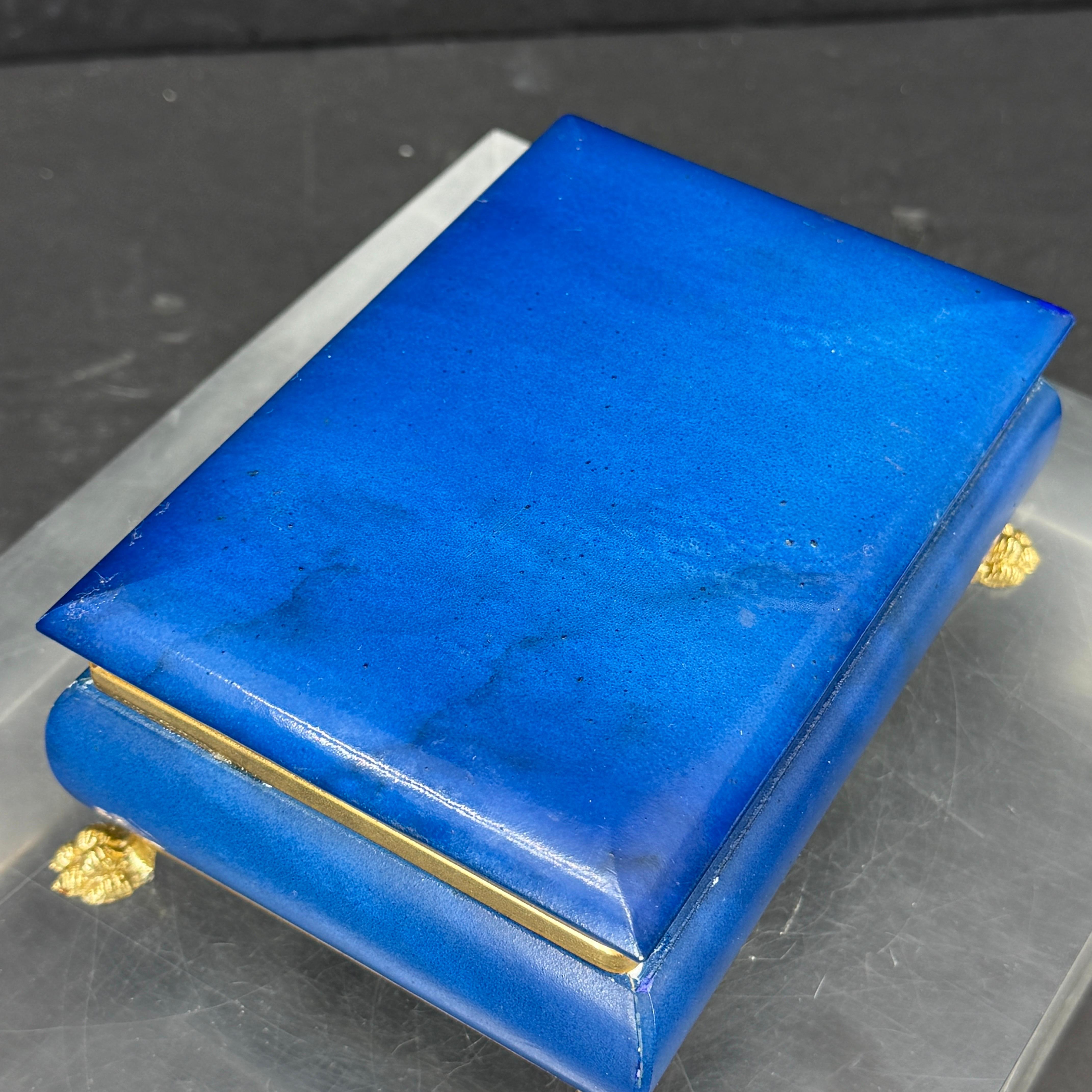 Boîte à bijoux italienne rectangulaire en marbre bleu du milieu du siècle dernier en vente 4