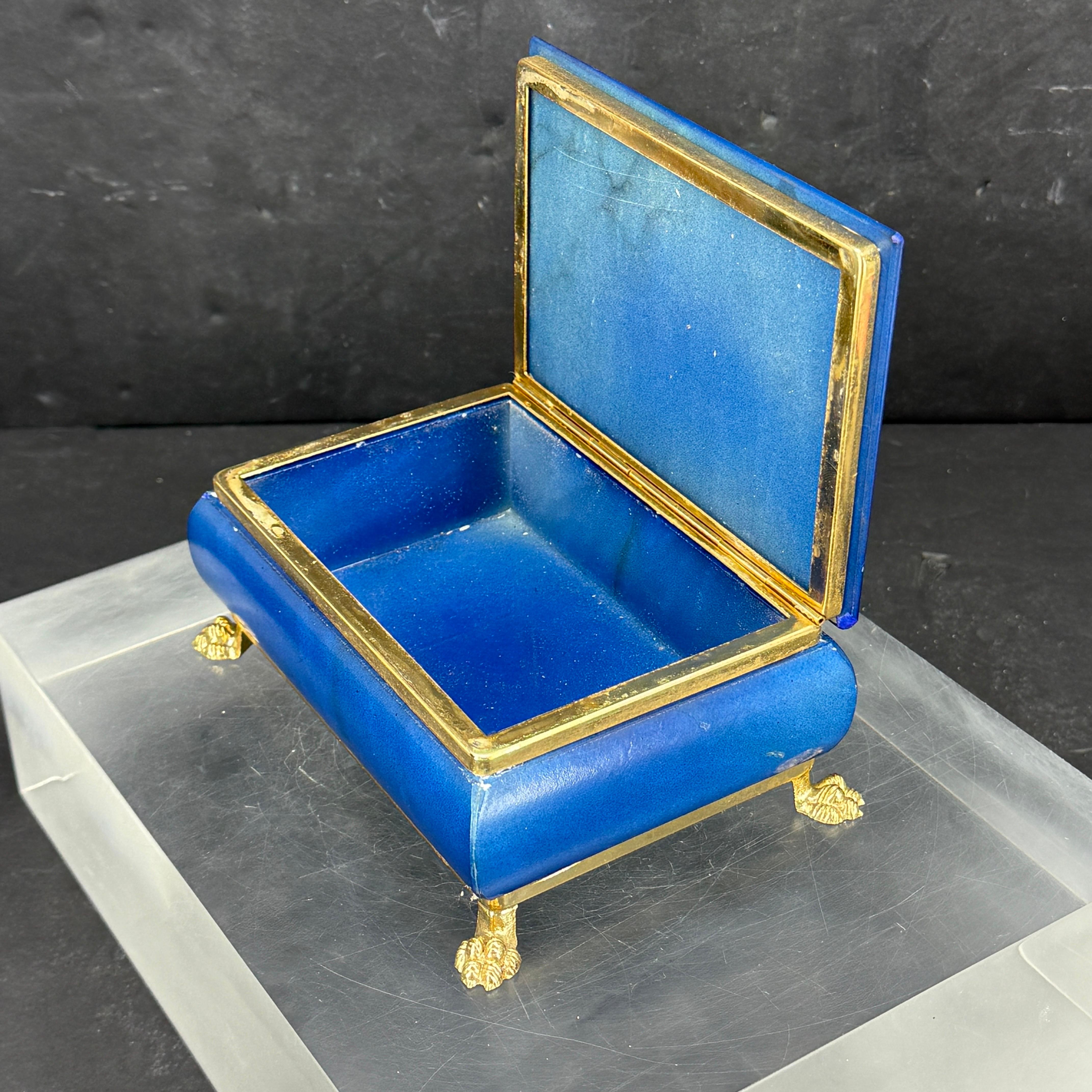 Boîte à bijoux italienne rectangulaire en marbre bleu du milieu du siècle dernier en vente 7