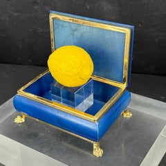 Mid-Century Italian Rectangular Blue Marble Trinket Jewelry Box