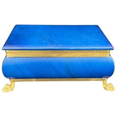 Joyero rectangular de mármol azul italiano de mediados de siglo