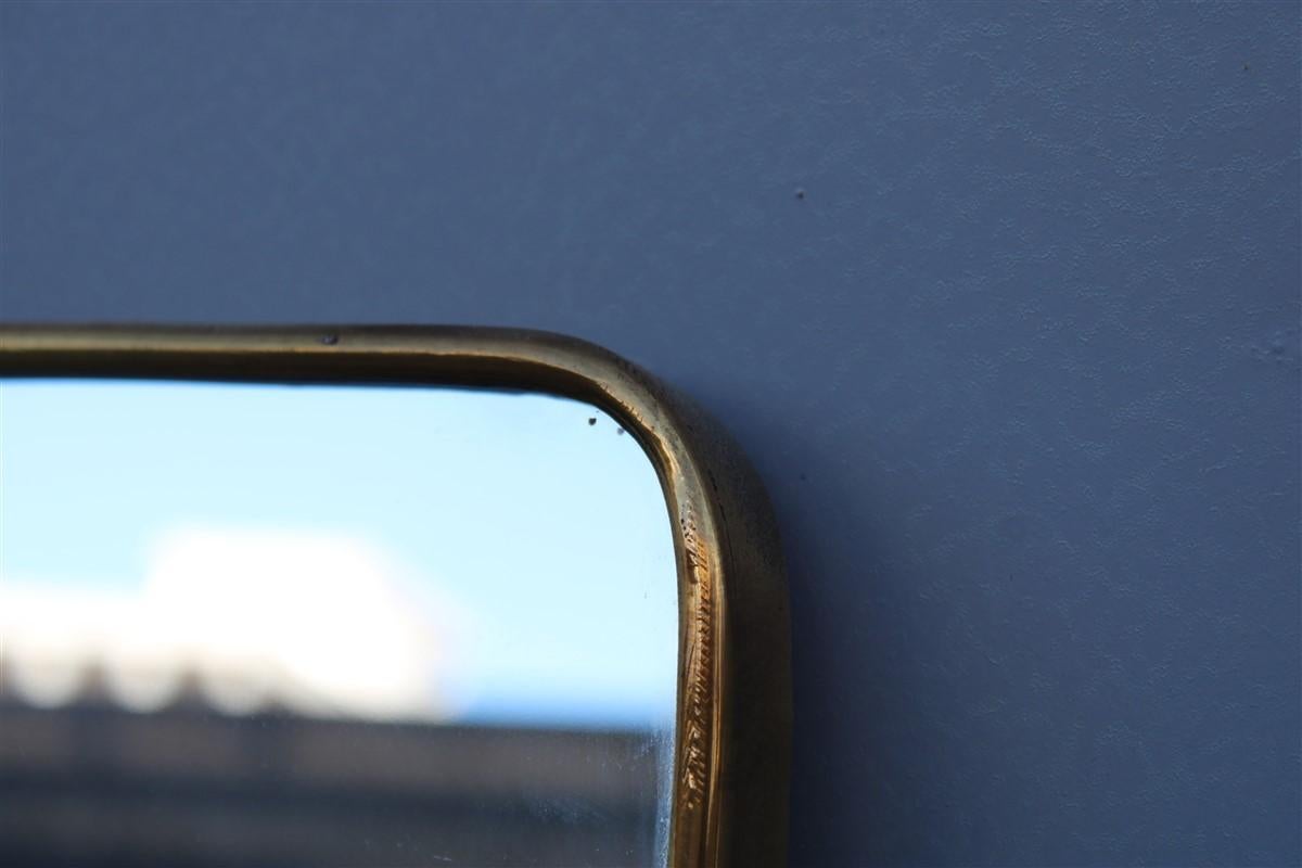 Mid-20th Century Mid-Century Italian Rectangular Minimal Mirror in Brass Gio Ponti Style For Sale
