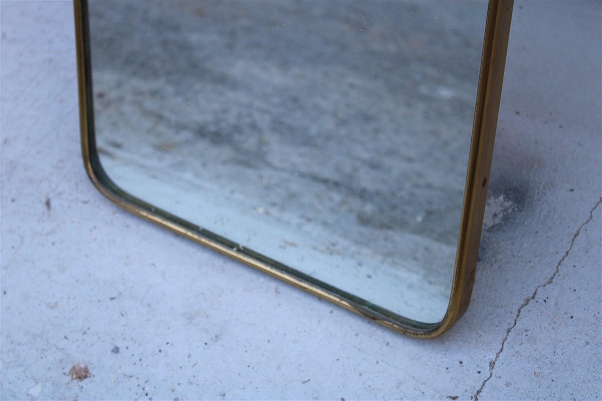 Mid-Century Italian Rectangular Minimal Mirror in Brass Gio Ponti Style For Sale 1