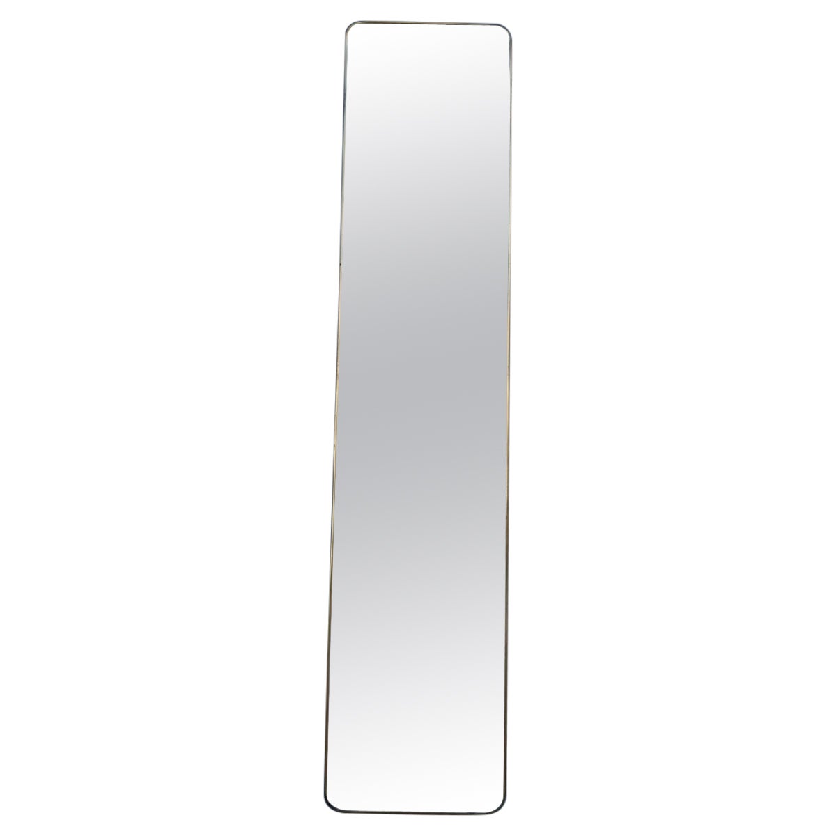 Espejo Rectangular Minimal Italiano de Mitad de Siglo en Latón Estilo Gio Ponti
