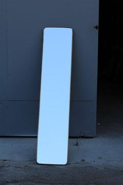 Mid Century Italian Rectangular Minimal Mirror in Gio Ponti Attributed Brass