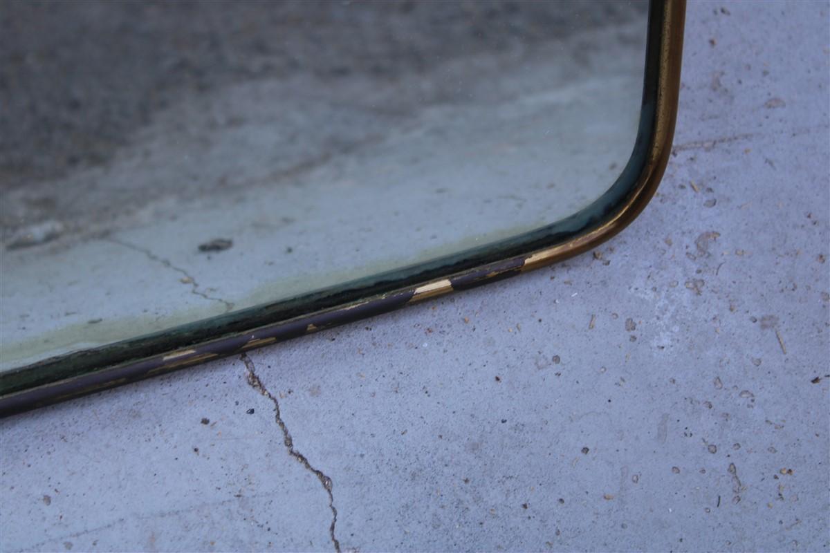 Mid-20th Century Mid Century Italian Rectangular Minimal Mirror in Gio Ponti Attributed Brass For Sale