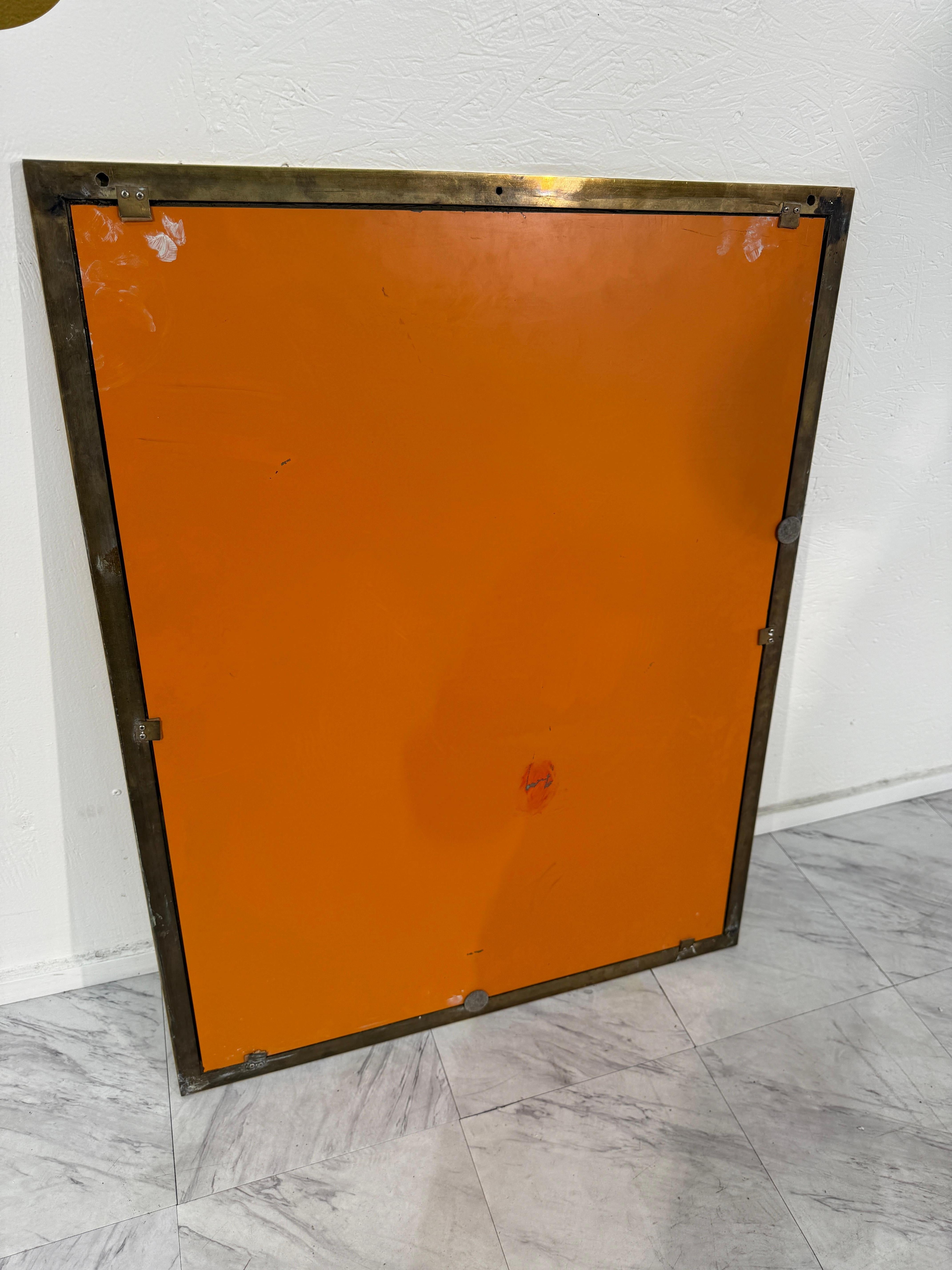 Metà XX secolo Specchio rettangolare italiano di metà secolo con cornice in ottone in vendita