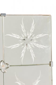 Mid-Century Italian Rectangular Wall Mirror with Etched Glass Floral Border