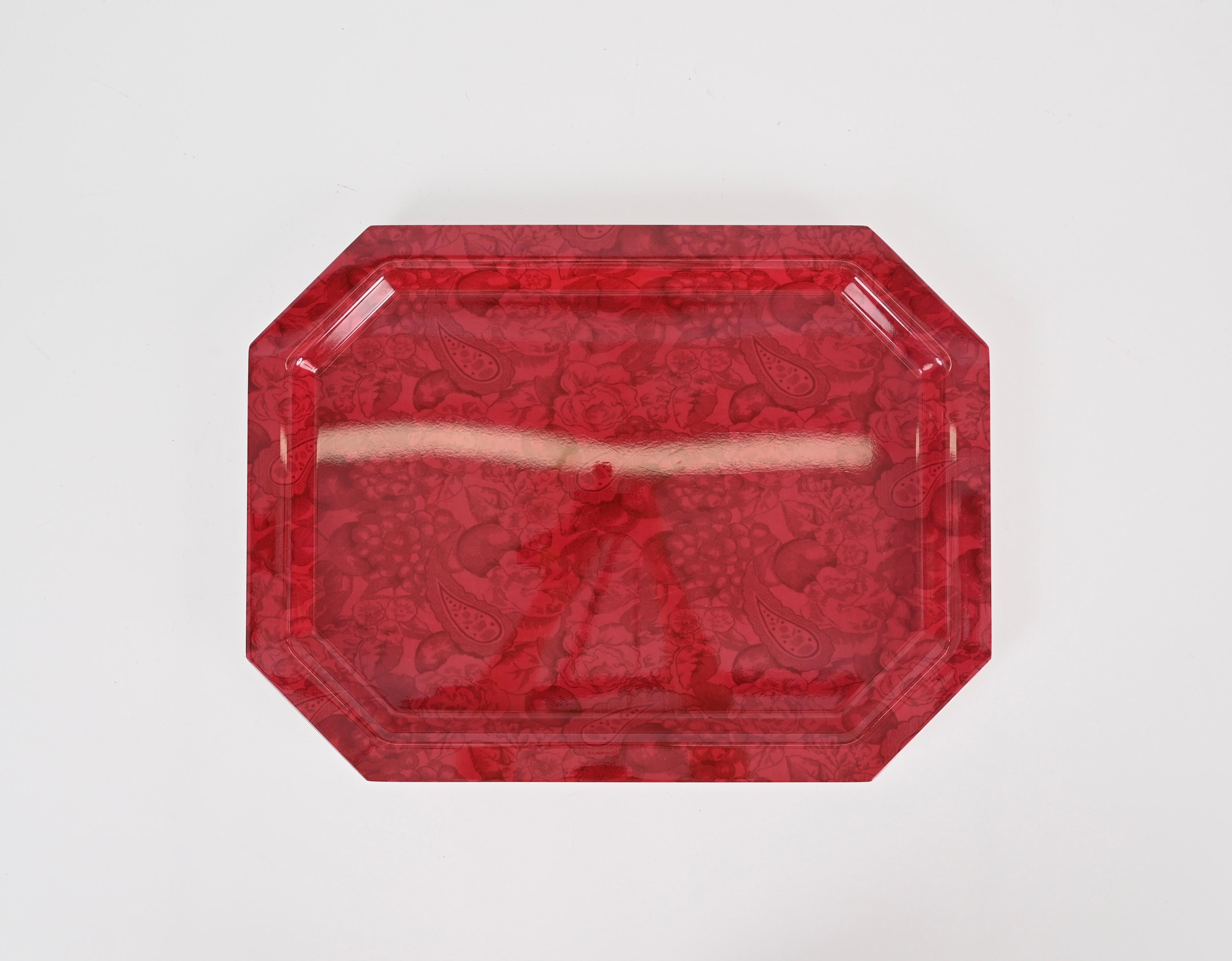 Mid-Century Italian Red Acrylic Serving Tray, Italy 1980s For Sale 7