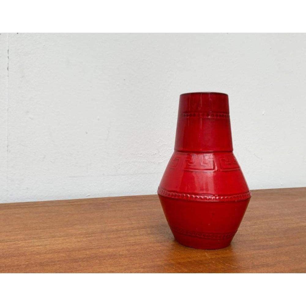 Italienische rote Keramikvase aus der Jahrhundertmitte von Bitossi, 1960er Jahre im Angebot 5