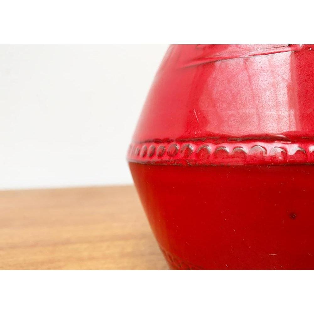 Italienische rote Keramikvase aus der Jahrhundertmitte von Bitossi, 1960er Jahre im Angebot 7