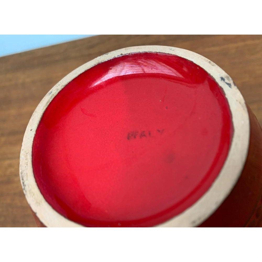 Italienische rote Keramikvase aus der Jahrhundertmitte von Bitossi, 1960er Jahre im Angebot 4