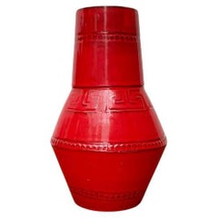 Italienische rote Keramikvase aus der Jahrhundertmitte von Bitossi, 1960er Jahre