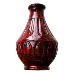 Mid-Century Italian Red Ceramic Vase from Bitossi
