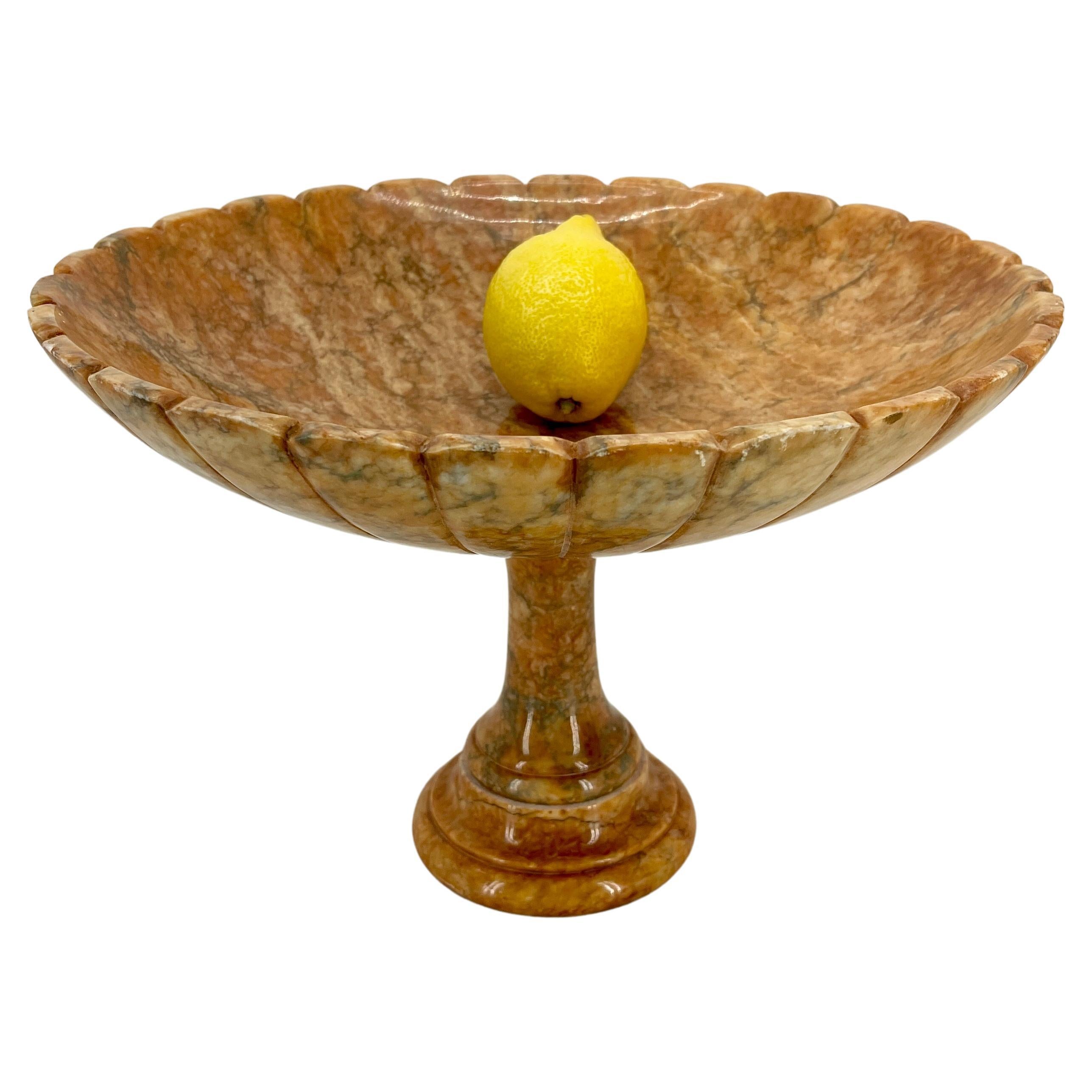 Mid-Century Italian Red Marble Centerpiece Fruit Bowl Stand For Sale