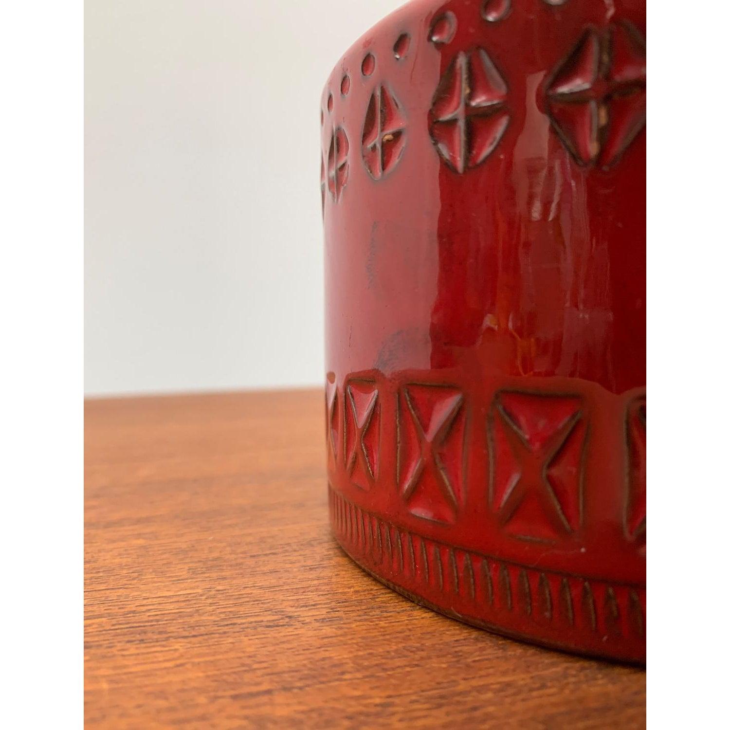 Vaso in ceramica rossa italiana di metà secolo di Aldo Londi per Bitossi, anni '60 in vendita 4