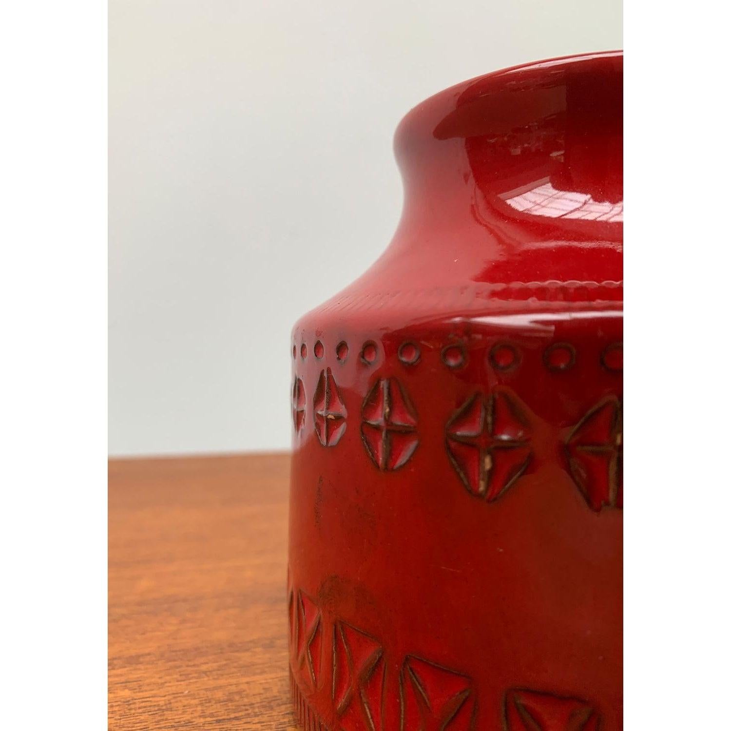 Vaso in ceramica rossa italiana di metà secolo di Aldo Londi per Bitossi, anni '60 in vendita 5