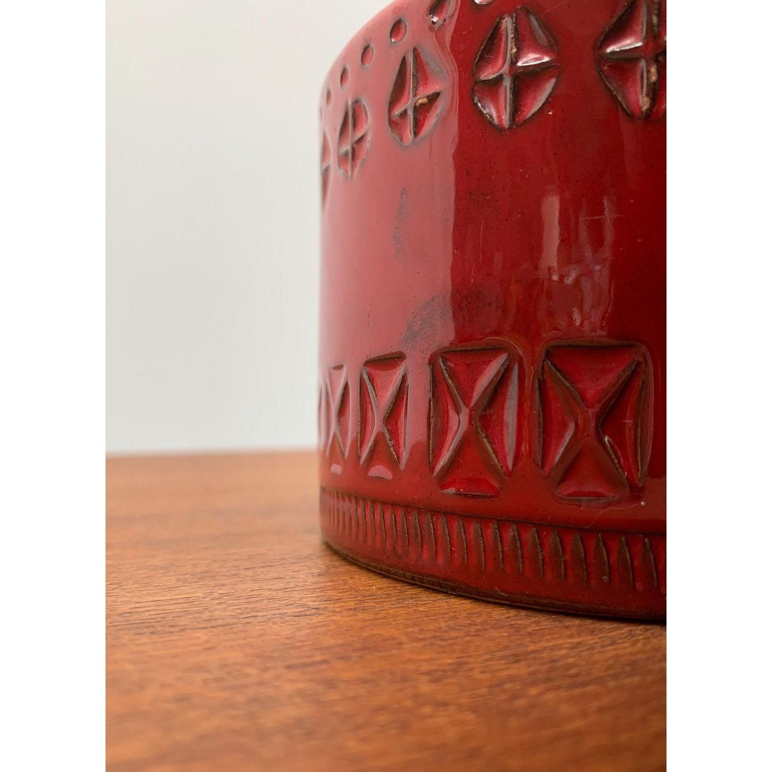Mid-Century moderno Vaso in ceramica rossa italiana di metà secolo di Aldo Londi per Bitossi, anni '60 in vendita