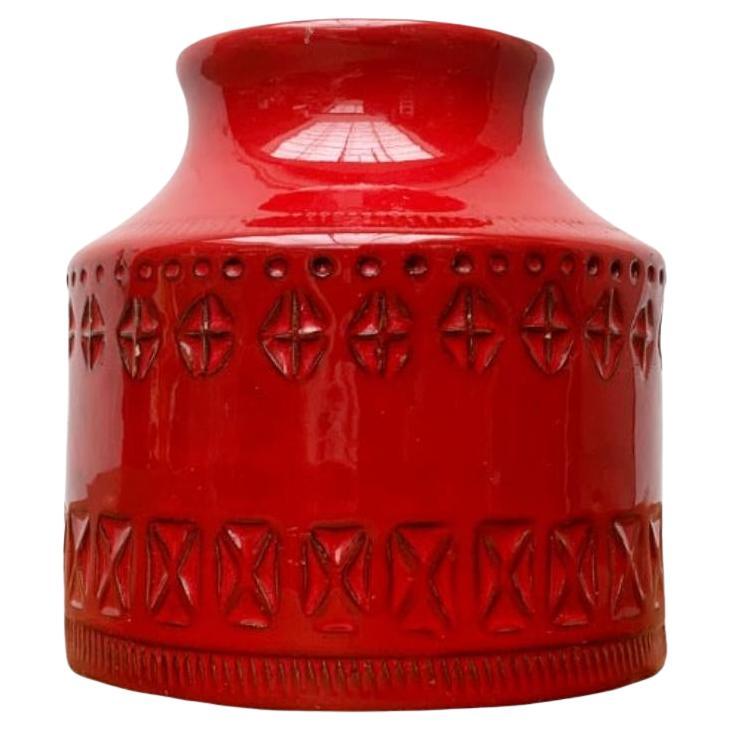 Italienische rote Keramikvase aus der Mitte des Jahrhunderts von Aldo Londi für Bitossi, 1960er Jahre