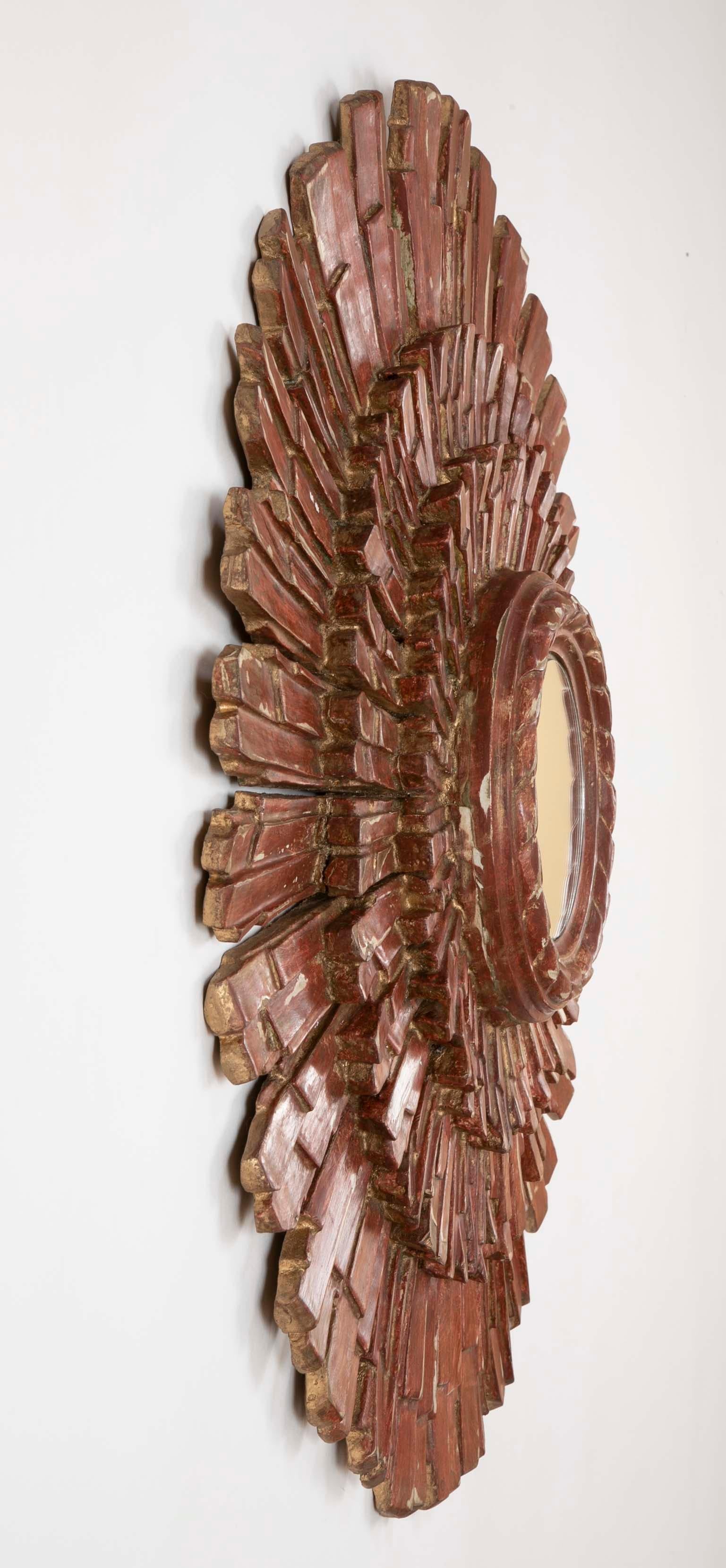 Mid Century Italian Red Starburst Mirror by Palladio For Sale 8