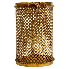 Corbeille à papier en métal doré de style Régence italienne du milieu du siècle dernier de Li Puma