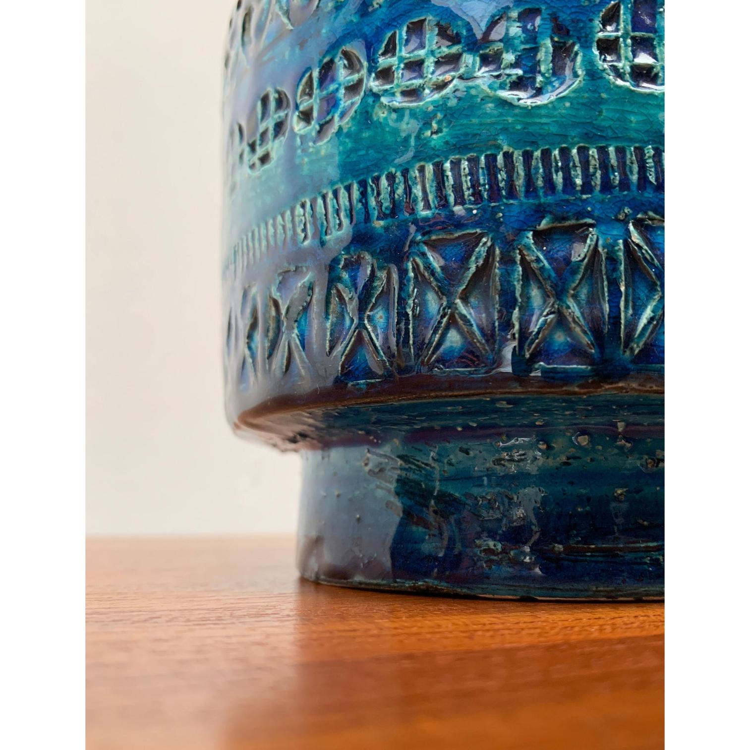 Vaso in ceramica Rimini Blu della metà del secolo scorso di Aldo Londi per Bitossi 1960 in vendita 3