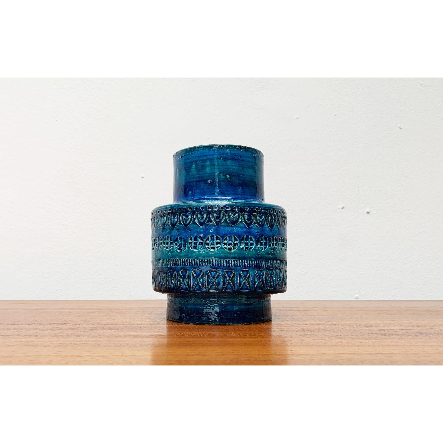 Vaso in ceramica Rimini Blu della metà del secolo scorso di Aldo Londi per Bitossi 1960 in vendita 5