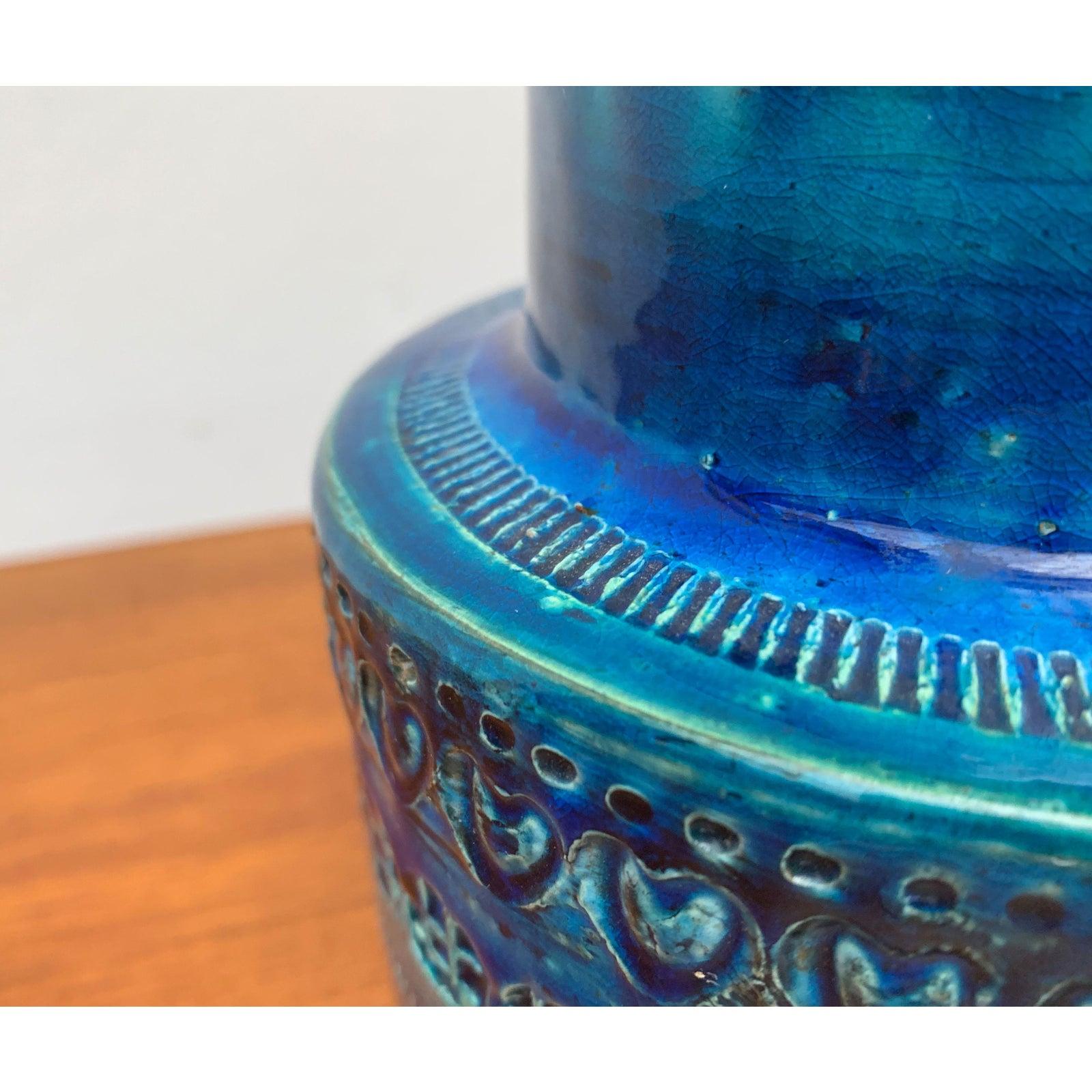 Mid-Century moderno Vaso in ceramica Rimini Blu della metà del secolo scorso di Aldo Londi per Bitossi 1960 in vendita