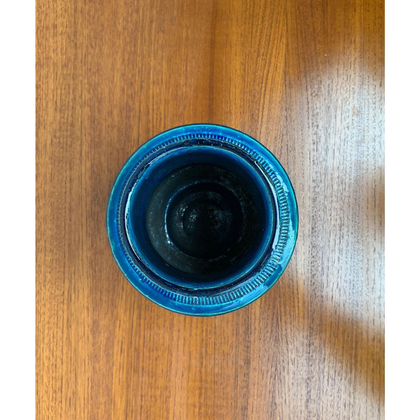 Italiano Vaso in ceramica Rimini Blu della metà del secolo scorso di Aldo Londi per Bitossi 1960 in vendita