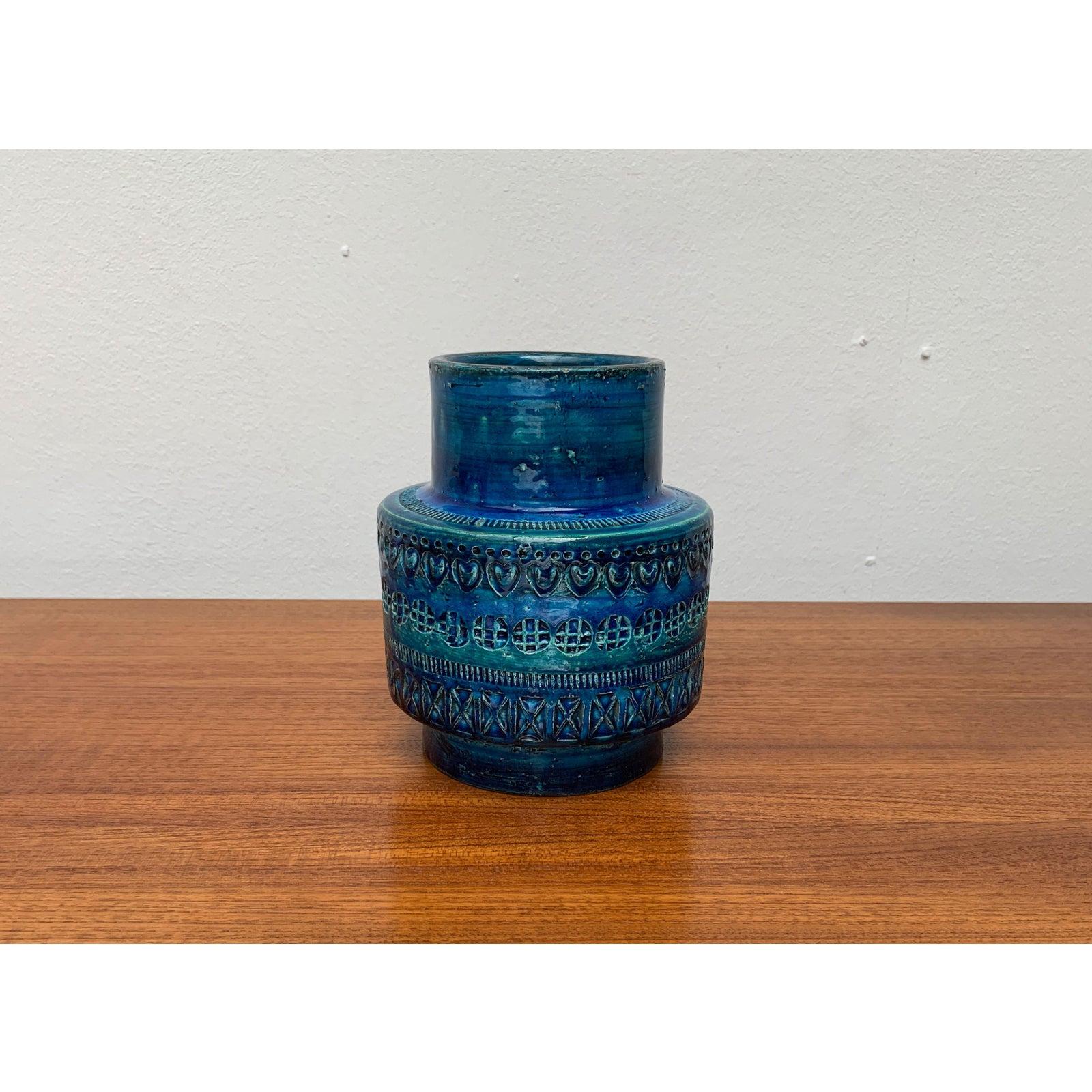 XX secolo Vaso in ceramica Rimini Blu della metà del secolo scorso di Aldo Londi per Bitossi 1960 in vendita
