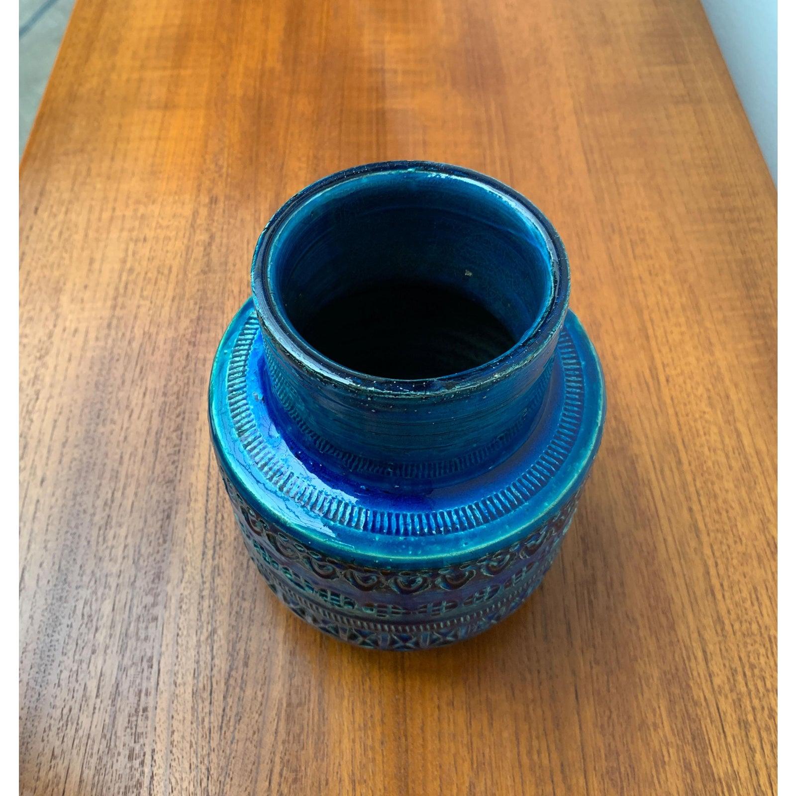 Vaso in ceramica Rimini Blu della metà del secolo scorso di Aldo Londi per Bitossi 1960 in vendita 1