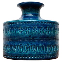 Mid-Century Italian Rimini Blu Pottery Vase by Aldo Londi for Bitossi, 1960s