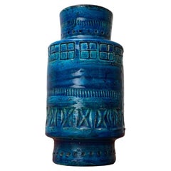 Mid-Century Italian Rimini Blu Pottery Vase by Aldo Londi for Bitossi