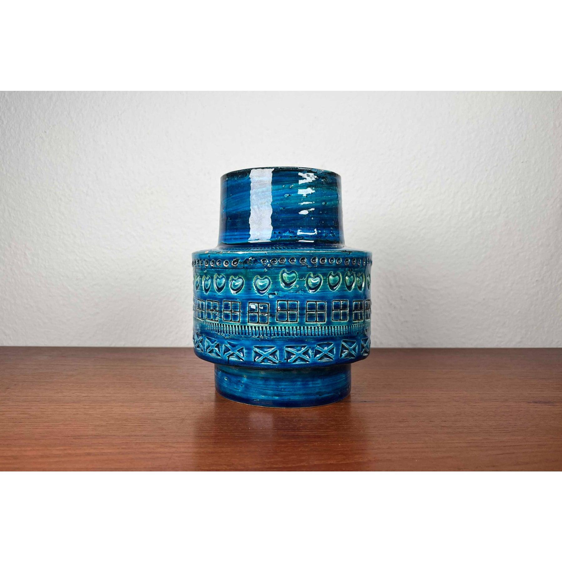 Italiano Vaso in studio Pottery Rimini Blu Studio, 1960, di Aldo Londi in vendita
