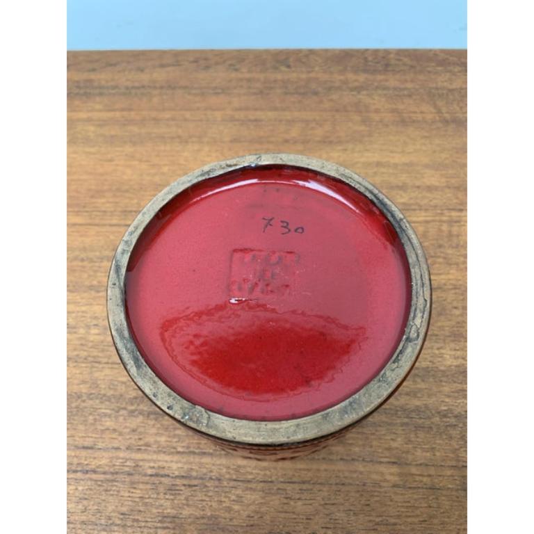 Vaso in ceramica rossa di Rimini del 1960 di Aldo Londi per Bitossi, metà secolo. in vendita 3