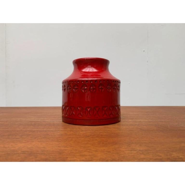 Mid-Century moderno Vaso in ceramica rossa di Rimini del 1960 di Aldo Londi per Bitossi, metà secolo. in vendita