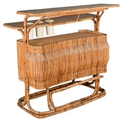 Mid Century Italian Riviera Rattan Tiki Bar