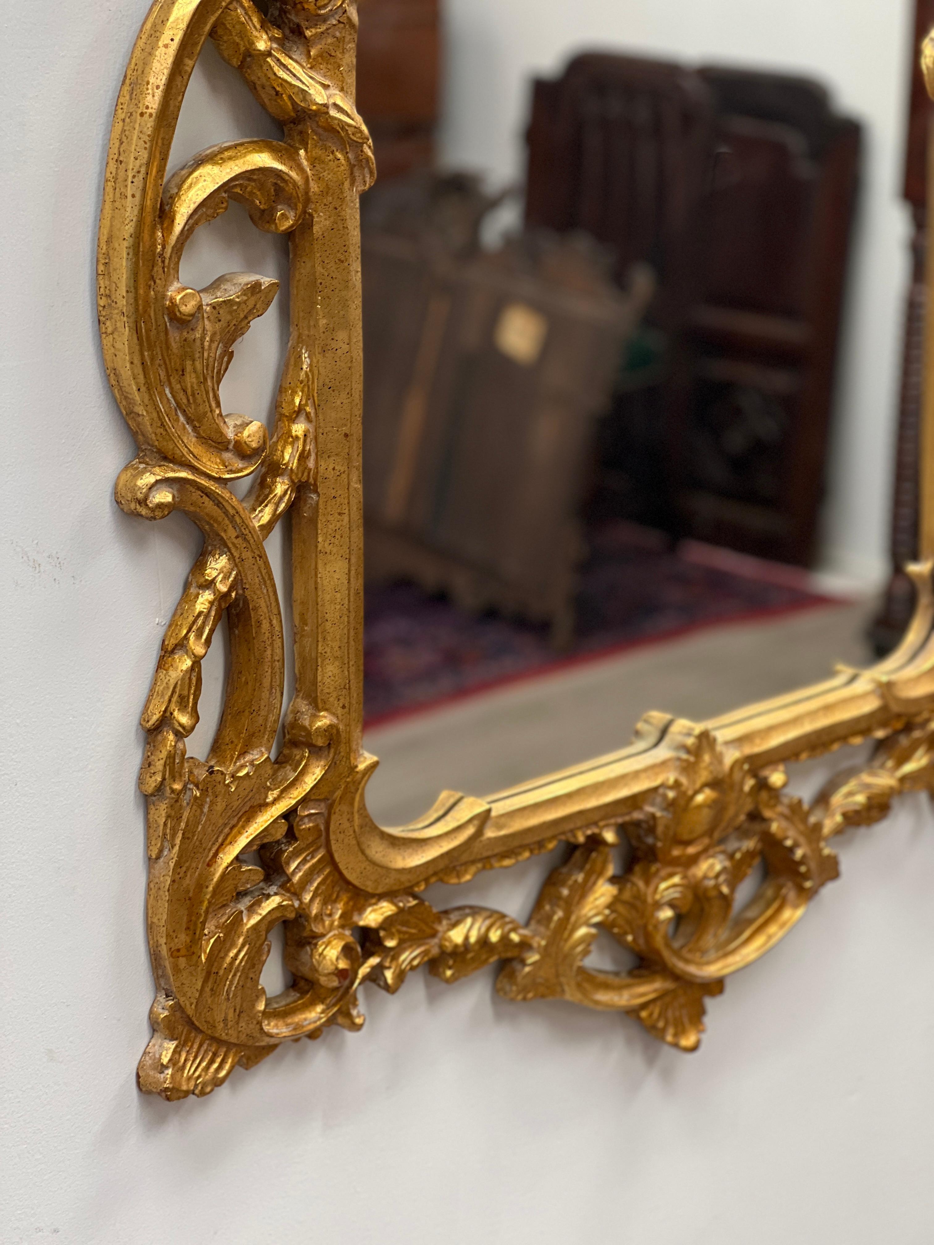 Mid Century Italian Rococo Gilt Wood Mirror 6