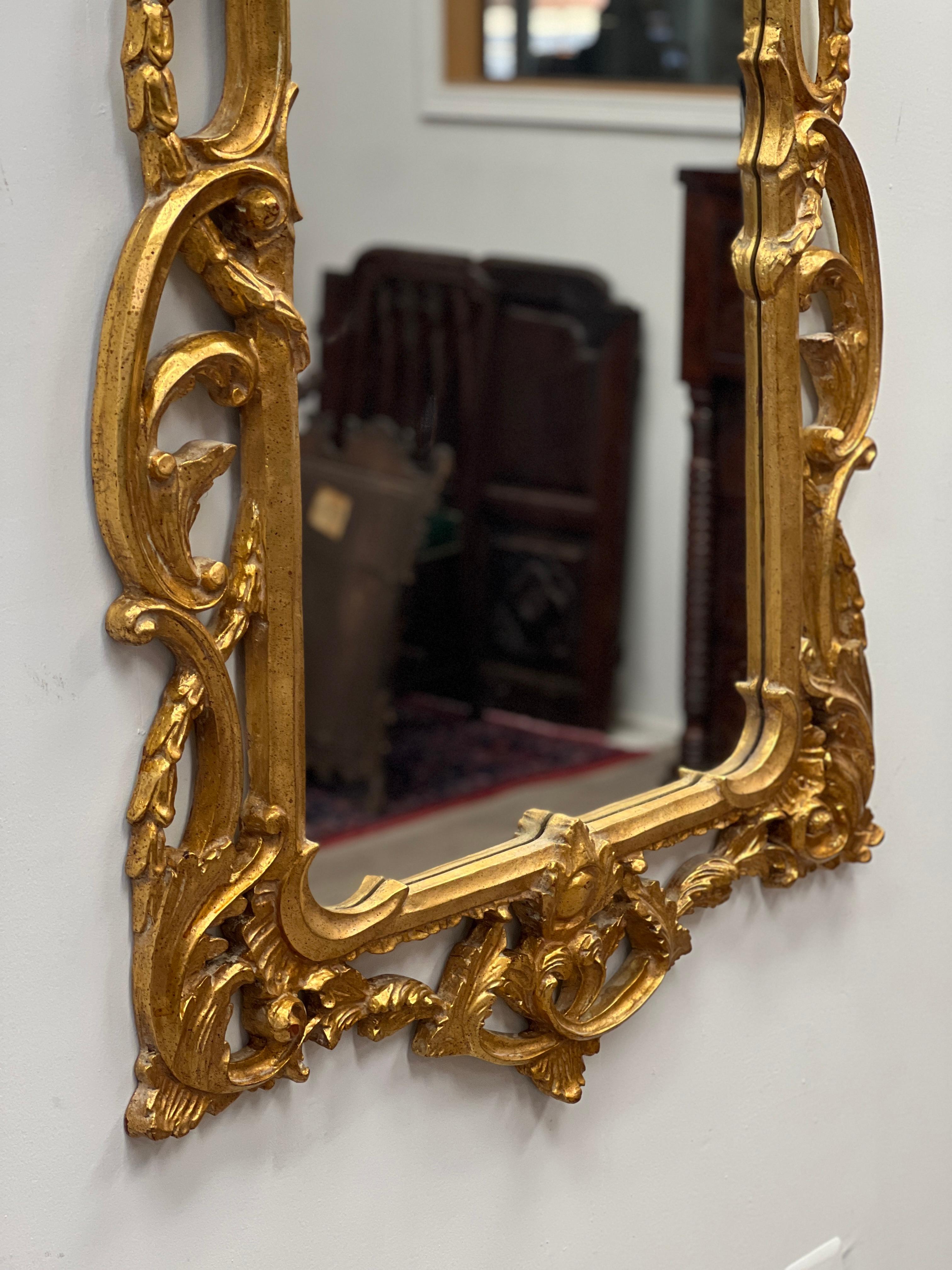 Mid Century Italian Rococo Gilt Wood Mirror 7