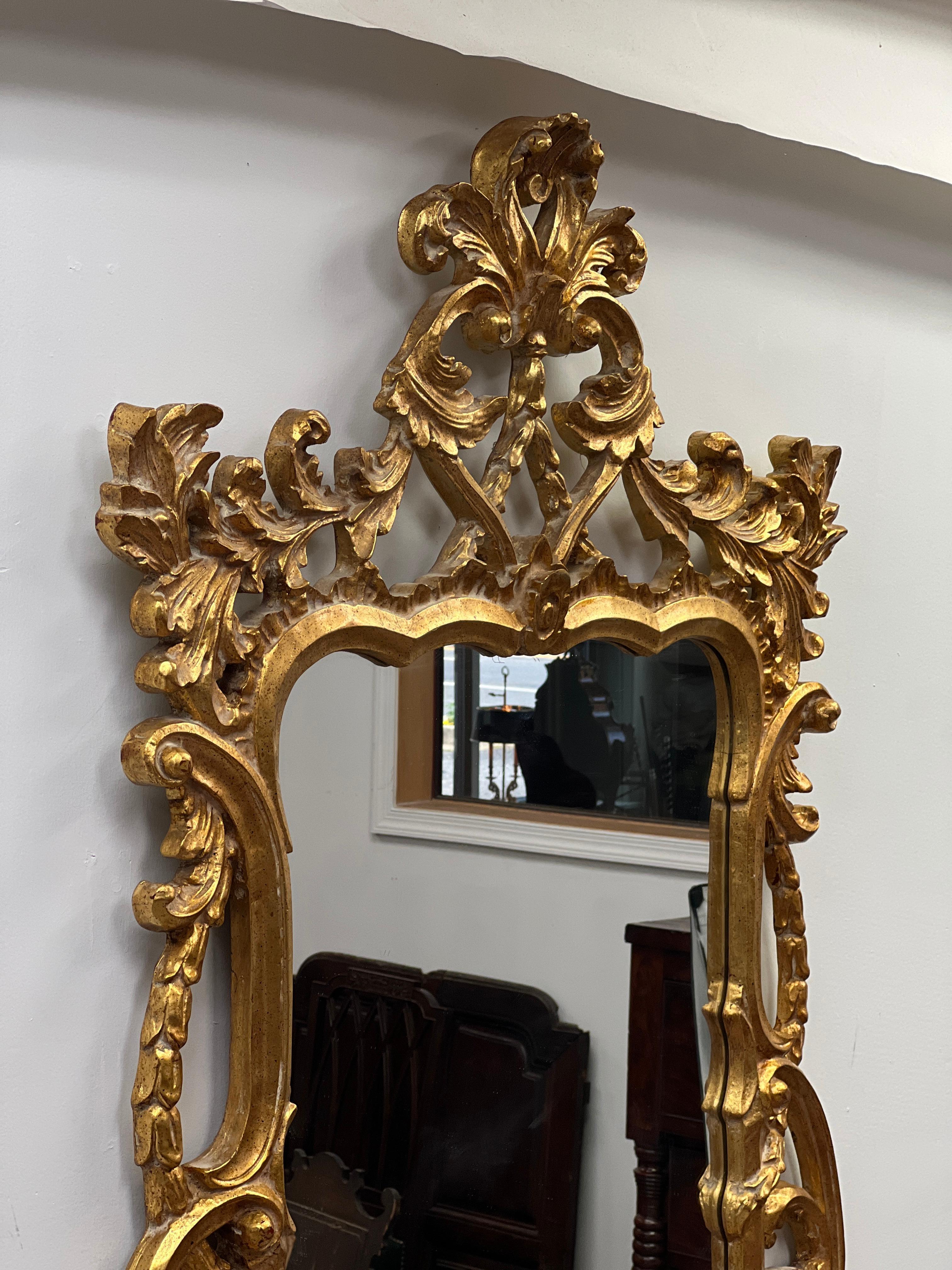 Mid Century Italian Rococo Gilt Wood Mirror 8