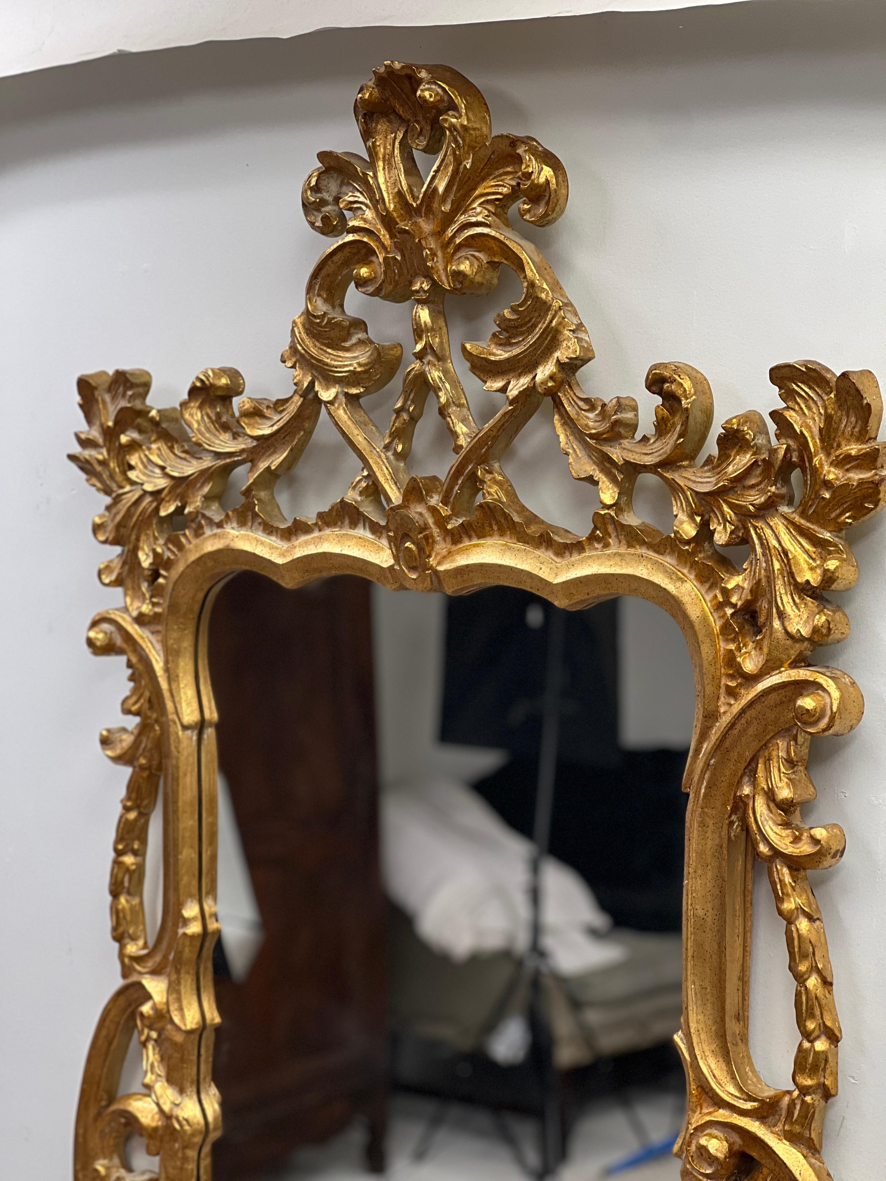 Mid Century Italian Rococo Gilt Wood Mirror 9
