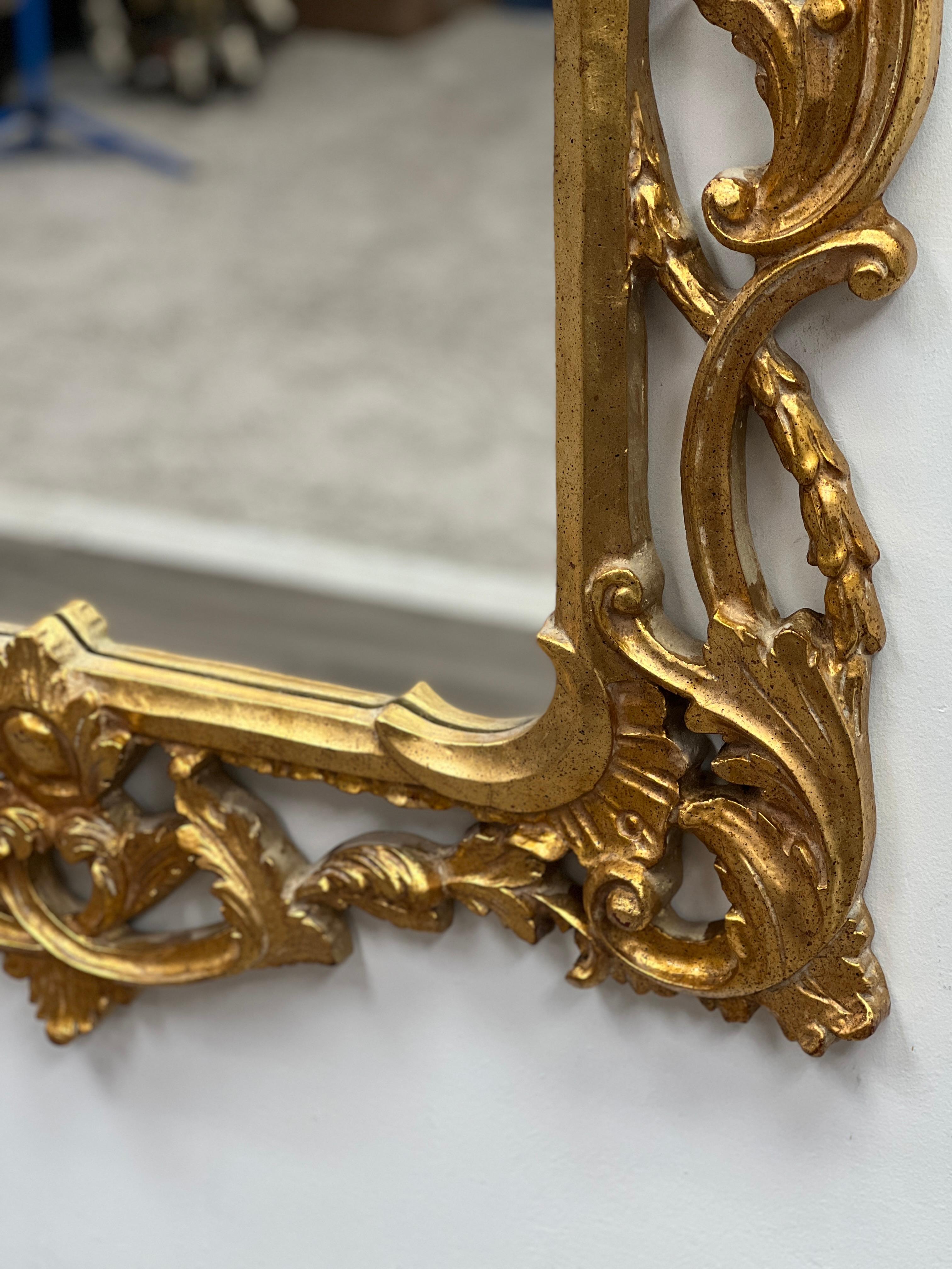 Mid Century Italian Rococo Gilt Wood Mirror 1