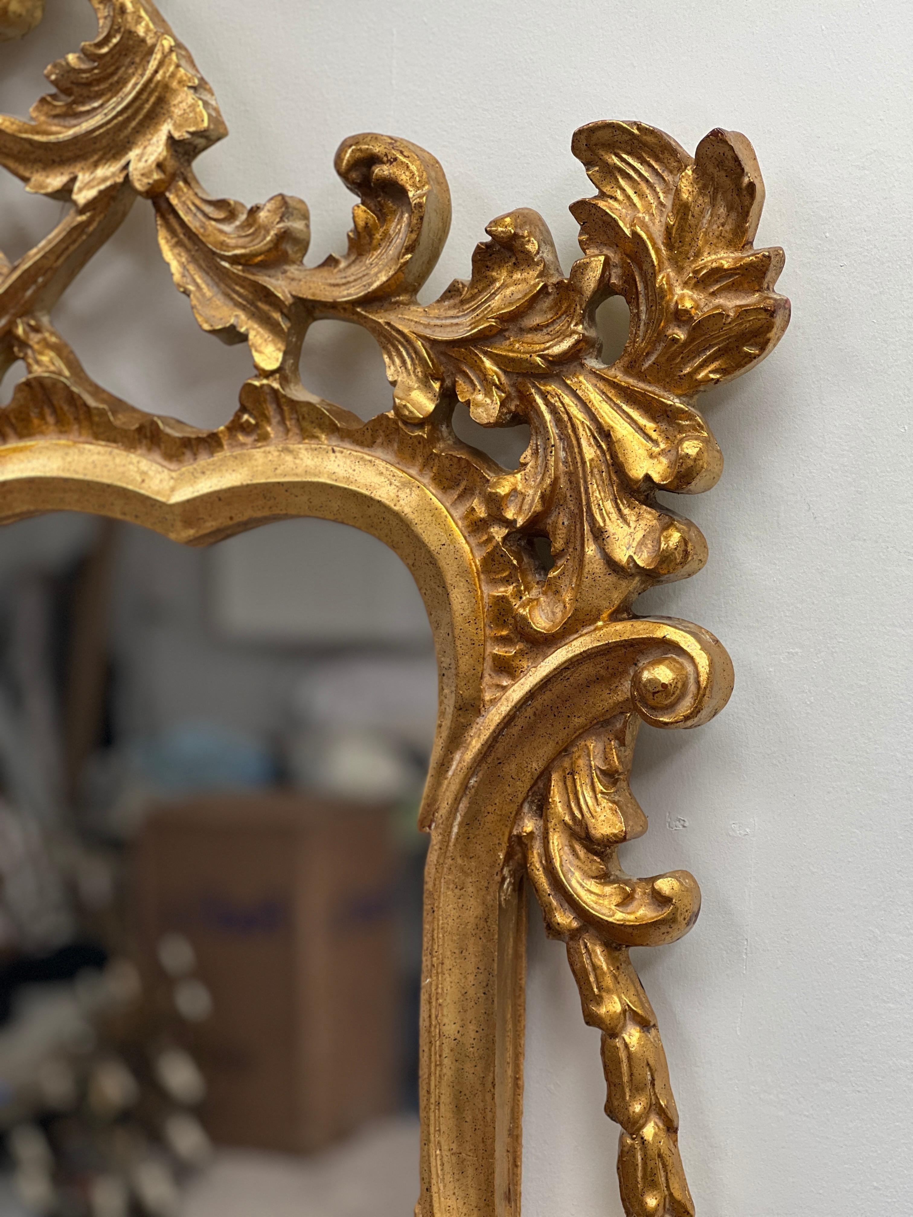 Mid Century Italian Rococo Gilt Wood Mirror 2