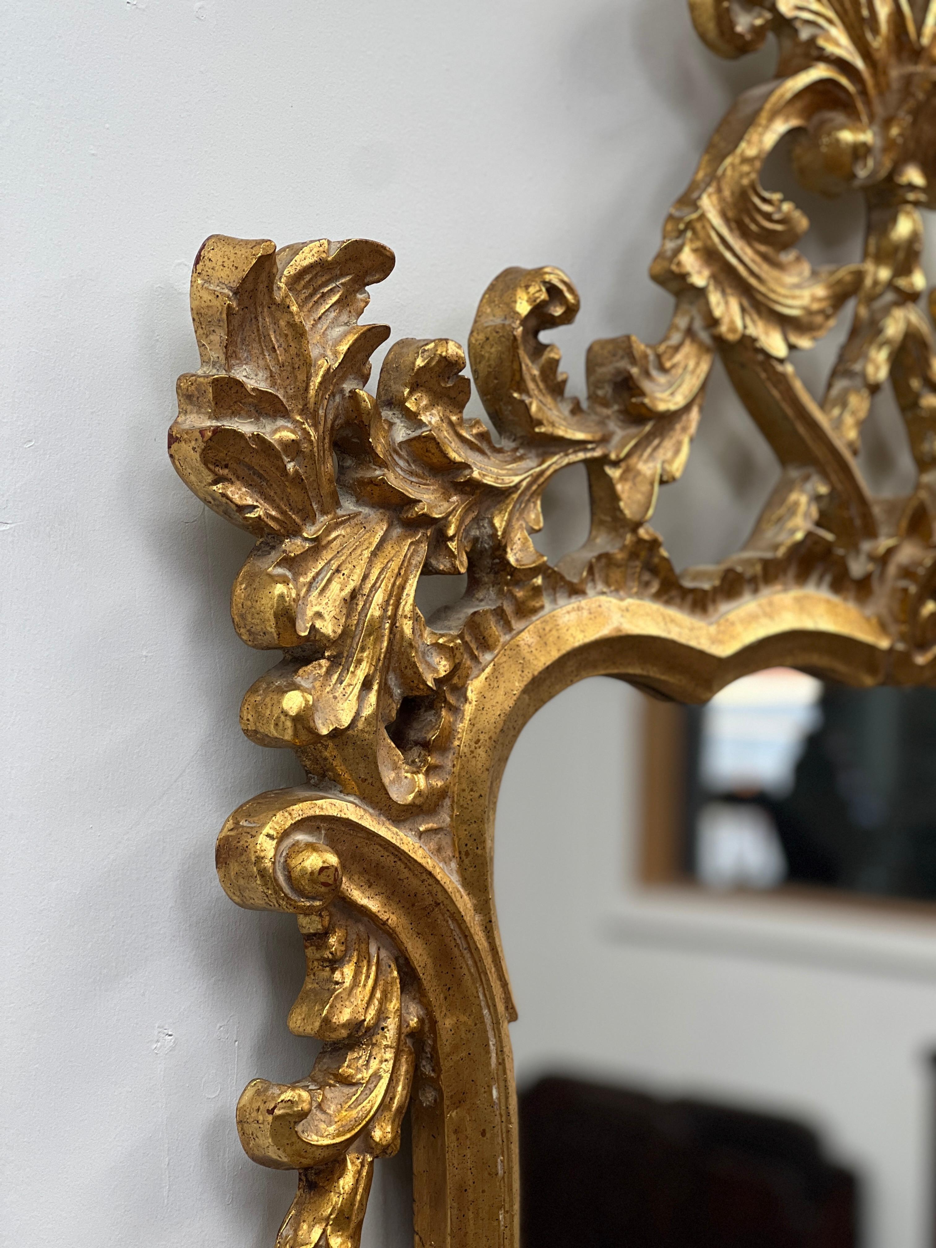 Mid Century Italian Rococo Gilt Wood Mirror 4