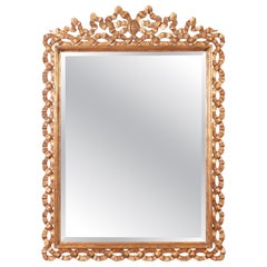 Mid-Century Italian Rococo Style Giltwood Ribbon Wall Mirror