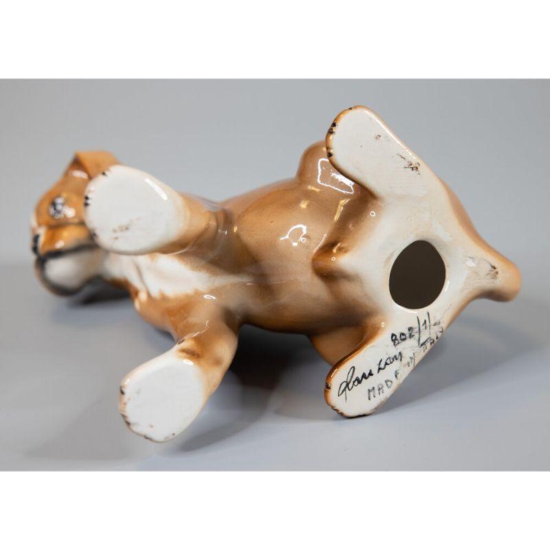 Mid-Century Italian Ronzan Ceramic Signed Boxer Dog Puppy For Sale 3