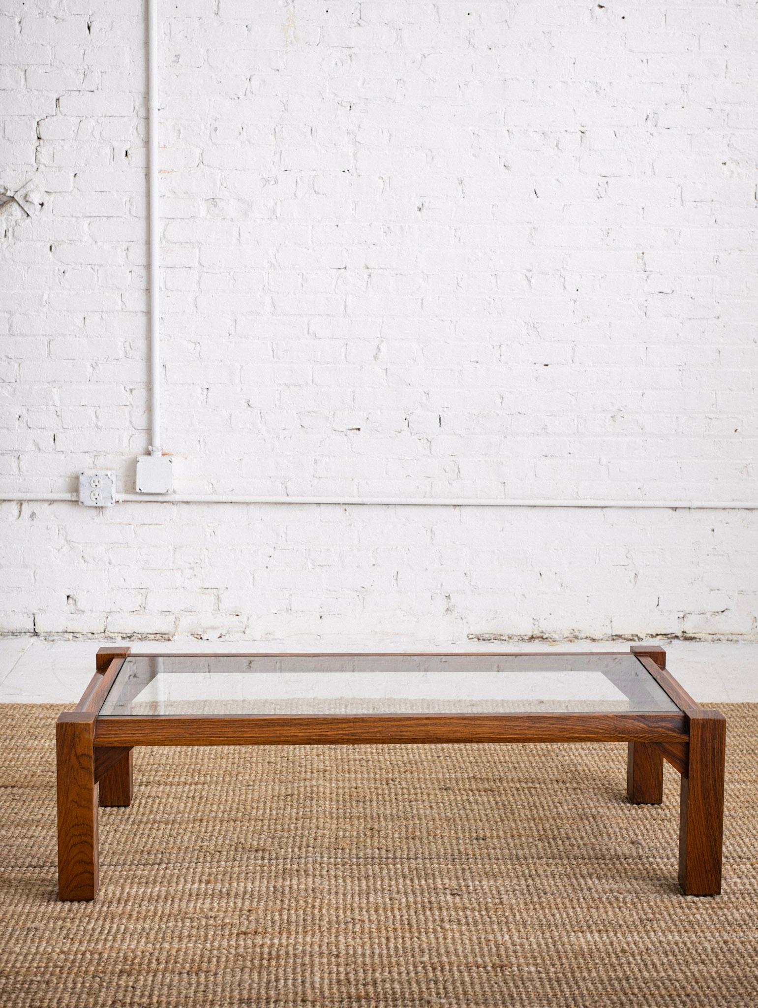 Mid-20th Century Mid Century Italian Rosewood and Glass Coffee Table