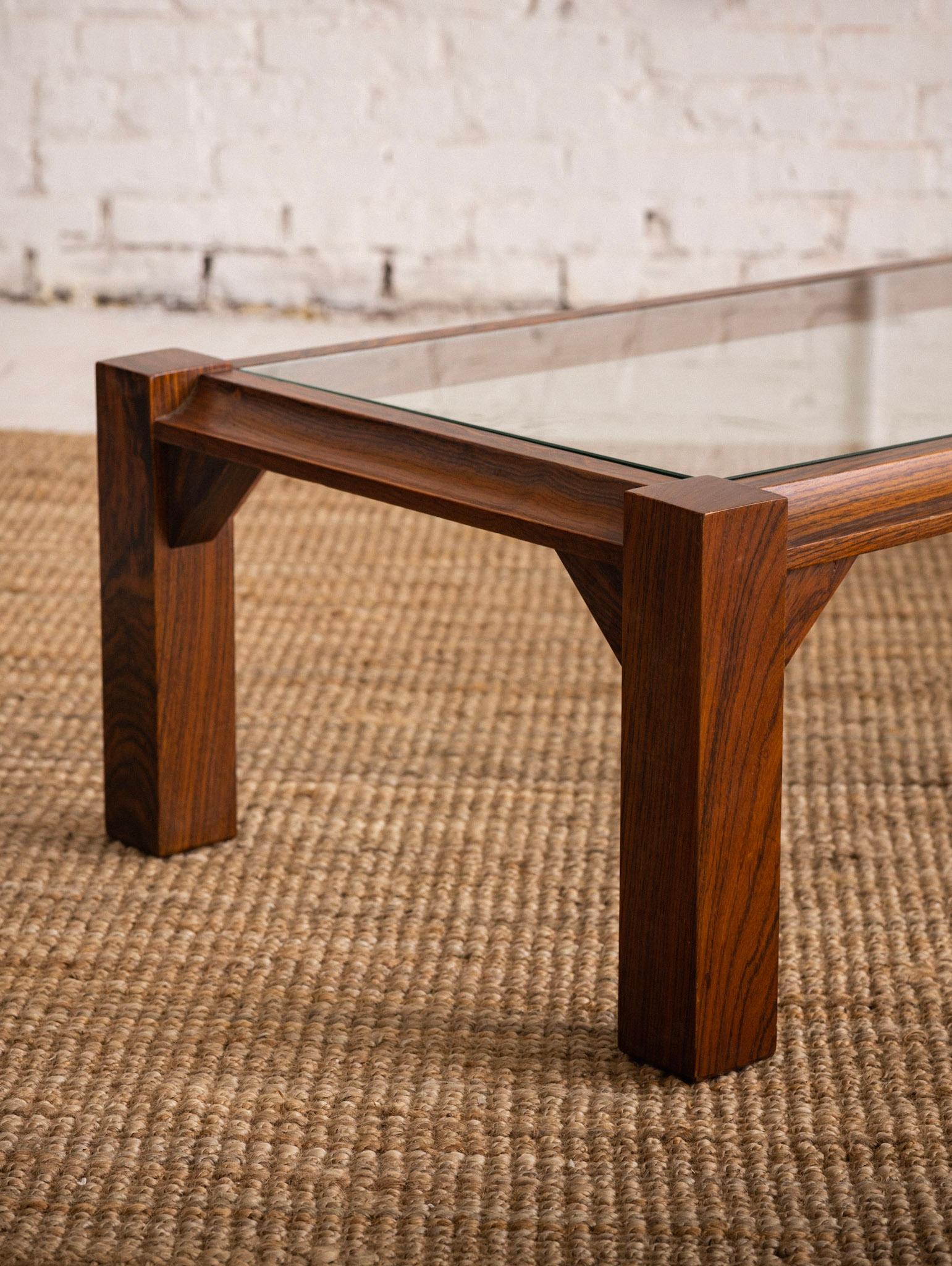 Mid Century Italian Rosewood and Glass Coffee Table 1