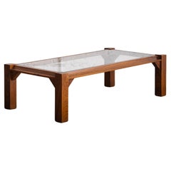 Mid Century Italian Rosewood and Glass Coffee Table